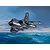 An artistic illustration of a German Marine Panavia Tornado fighter jet flying over a turbulent blue ocean under a cloudy sky.