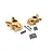 Two brass portal steering hubs for RC cars, labeled L and R, with included screws and small metal bushings on a white background.