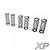 A set of six black RC shock springs arranged in pairs, with small colored markings on the top coils, against a white background with an XP logo in the corner.