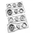 Two grey plastic sprues containing 1/10 scale star-dish RC car rims for front and rear wheels.