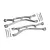 Two silver aluminium RC suspension arms with included metal pins, screws, and washers on a white background.