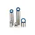 A collection of various sized metal ball bearings with blue rubber seals arranged in stacks on a white background.