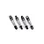 Four Kyosho silver aluminium RC shock absorbers arranged in a row on a white background.