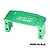 A green anodized aluminium GPM Racing servo mount for RC cars, featuring a bridge-like design with mounting holes on the side legs.