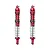 Two GPM Racing red anodized aluminium adjustable RC shock absorbers with silver springs against a white background.