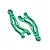 A pair of green anodized aluminium front upper suspension arms for RC cars by GPM Racing, featuring 7075 alloy branding.