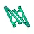 Two green anodized aluminium front lower suspension arms for RC cars by GPM Racing, featuring a triangular cut-out design.