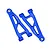 A pair of blue anodized aluminium front lower suspension arms for an RC car by GPM Racing, featuring 7075 alloy branding.