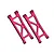 Two red anodized aluminium rear lower suspension arms for RC cars by GPM Racing, featuring a triangular cut-out design.