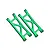 Two green anodized aluminium rear lower suspension arms for RC cars by GPM Racing.
