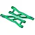 A pair of green anodized aluminium rear upper suspension arms for an RC car, featuring GPM Racing branding and 7075 alloy markings.