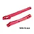 Two red anodized aluminium RC chassis braces from GPM Racing, showing machined details and branding.