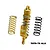 A gold GPM Racing aluminium rear shock absorber with two separate springs, one gold and one black, on a white background.