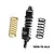 A GPM Racing black aluminium rear shock absorber for RC motorcycles, shown with one gold and one black spare spring on a white background.