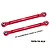 Two red anodized aluminium RC steering toe links by GPM Racing against a white background.