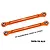 Two orange anodized aluminium RC steering toe links by GPM Racing, featuring metal pivot balls at each end.