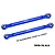 Two blue anodized aluminium GPM Racing steering toe links for RC cars, featuring metal pivot balls at each end.