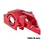 A red anodized aluminium integrated motor base for RC cars by GPM Racing, featuring a circular motor mount and mounting holes.