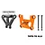 GPM Racing aluminium front bulkhead and bumper mount brace set in orange, including two metal mounting brackets and two long screws.