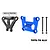 GPM Racing blue and black aluminium front bulkhead and bumper mount brace set for RC cars, including screws and nuts.