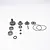 Reefs RC 1400 Smart Gear Set components including metal gears, ball bearings, a pin, and rubber O-rings on a white background.