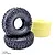 Two black Reefs RC 1.9 inch Sabre crawler tyres stacked with two yellow foam inserts on a white background.