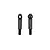 Two black metal DCV stub axles for RC cars, shown side-by-side against a white background.