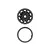 A black plastic differential case and a matching circular gasket for a Team Associated RC car.