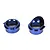Two blue anodized aluminium RC differential bearing inserts shown from different angles against a white background.