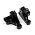 Two black anodized aluminium RC front lower arm mounts by Yeah Racing, shown from an elevated angle on a white background.