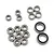 A collection of 17 metal ball bearings of various sizes arranged on a white background for the RC10T bearing kit.