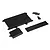 A set of black plastic Losi radio box covers and related components for an RC vehicle, arranged on a white background.