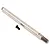 A silver metal RC shock shaft and a small black screw on a white background.