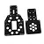 Two forged carbon fiber chassis plates with hexagonal cutouts and mounting holes on a white background.