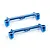 Two blue anodized aluminium battery mount bars for RC cars, featuring the Yeah Racing logo, isolated on a white background.