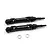 Two black Yeah Racing steel CVD driveshafts with two silver metal washers on a white background.