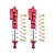 Two red GPM Racing aluminium piggyback shock absorbers with silver springs and two additional gold-coloured springs on a white background.