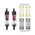Two GPM Racing aluminium adjustable shock absorbers with red and black components, plus two sets of spare springs in gold and black.