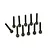 A set of ten black metal cap head screws arranged on a white background.