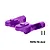 A pair of purple anodized aluminium rear wing mounts for an RC car, shown with two small black screws on a white background.