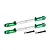 Two green and silver adjustable RC tie rods with two black mounting screws on a white background.