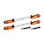 Two GPM Racing orange aluminium and silver stainless steel adjustable rear upper arm tie rods for RC cars, shown with two mounting bolts and nuts.