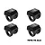Four black GPM Racing aluminium shock cap protectors arranged in a grid against a white background.