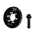 GPM Racing black steel 43T ring gear and 12T pinion gear set for RC cars, featuring spiral-cut teeth and laser-etched markings.