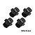 Four black GPM Racing aluminium wheel hex adapters arranged in a grid on a white background.