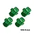 Four green anodized aluminium GPM Racing wheel hex adapters arranged on a white background.