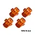 Four orange anodized aluminium wheel hex adapters for RC cars, arranged in a grid against a white background.