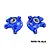 A pair of blue anodized aluminium RC front steering hubs by GPM Racing, featuring pre-installed ball bearings and marked with L and R indicators.
