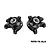 A pair of black GPM Racing aluminium front steering hubs with oversized bearings, marked L and R, isolated on a white background.