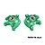 A pair of green GPM Racing aluminium front steering hubs with pre-installed bearings, marked L and R, against a white background.